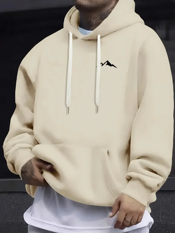 Sweat-shirt à capuche à manches longues pour hommes, mode décontractée, ample, imprimé montagne, pull chaud, automne et hiver
