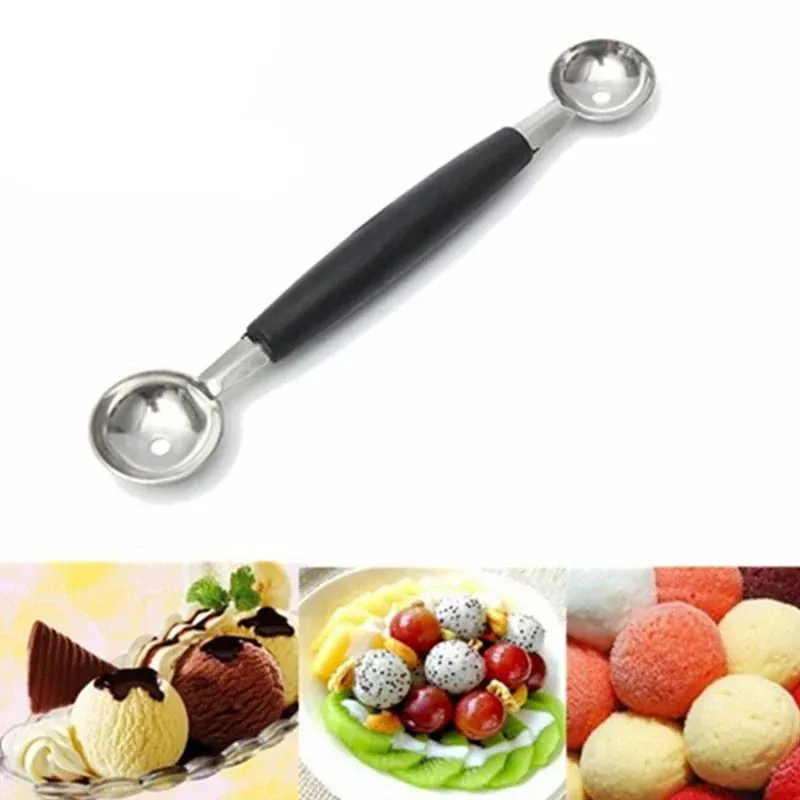 1PC Multi functional ice cream scoop Stainless steel double headed fruit ice cream scoop Watermelon Ball Digger Kitchen tools — image 2