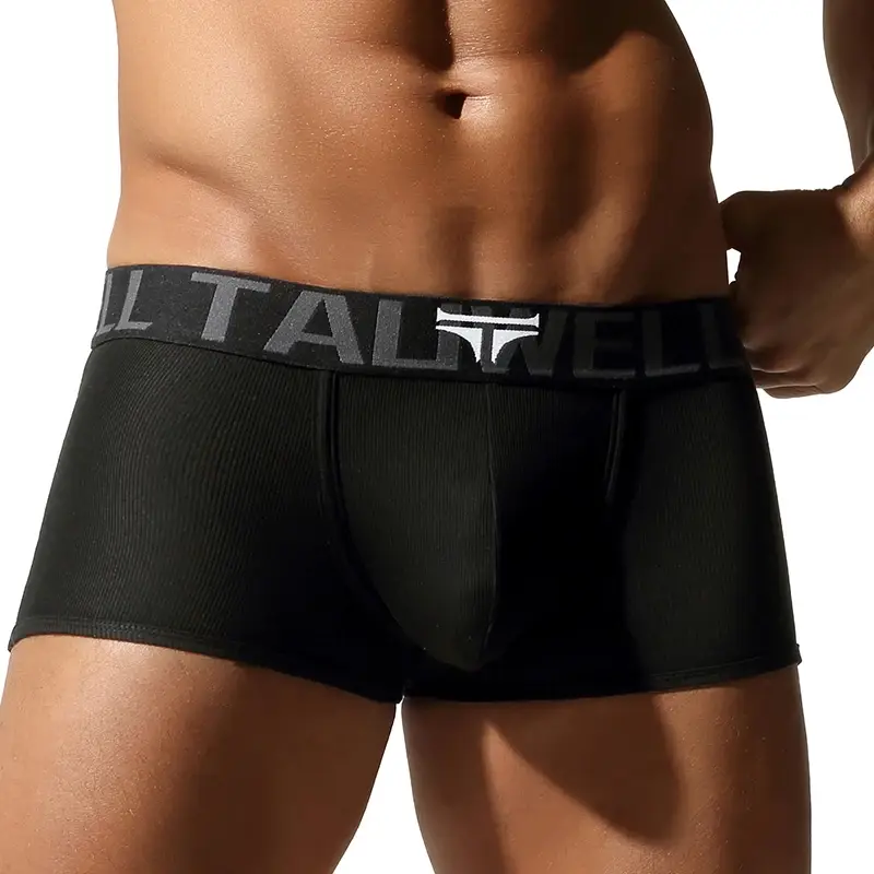 Men's Underwear, High-End Boxer Shorts, Solid Color, High Elasticity, Slim Fit, Breathable