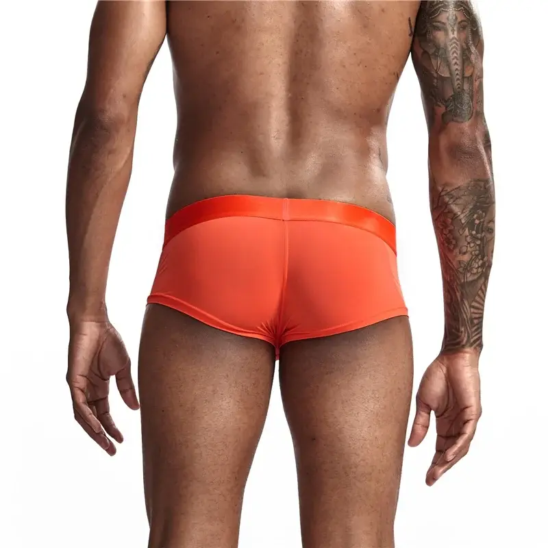 Sexy Ultra-thin Ice Silk Material Men's Underwear Fashion Solid Color Boxer Briefs Summer Cool and Breathable Male Trunks — image 8