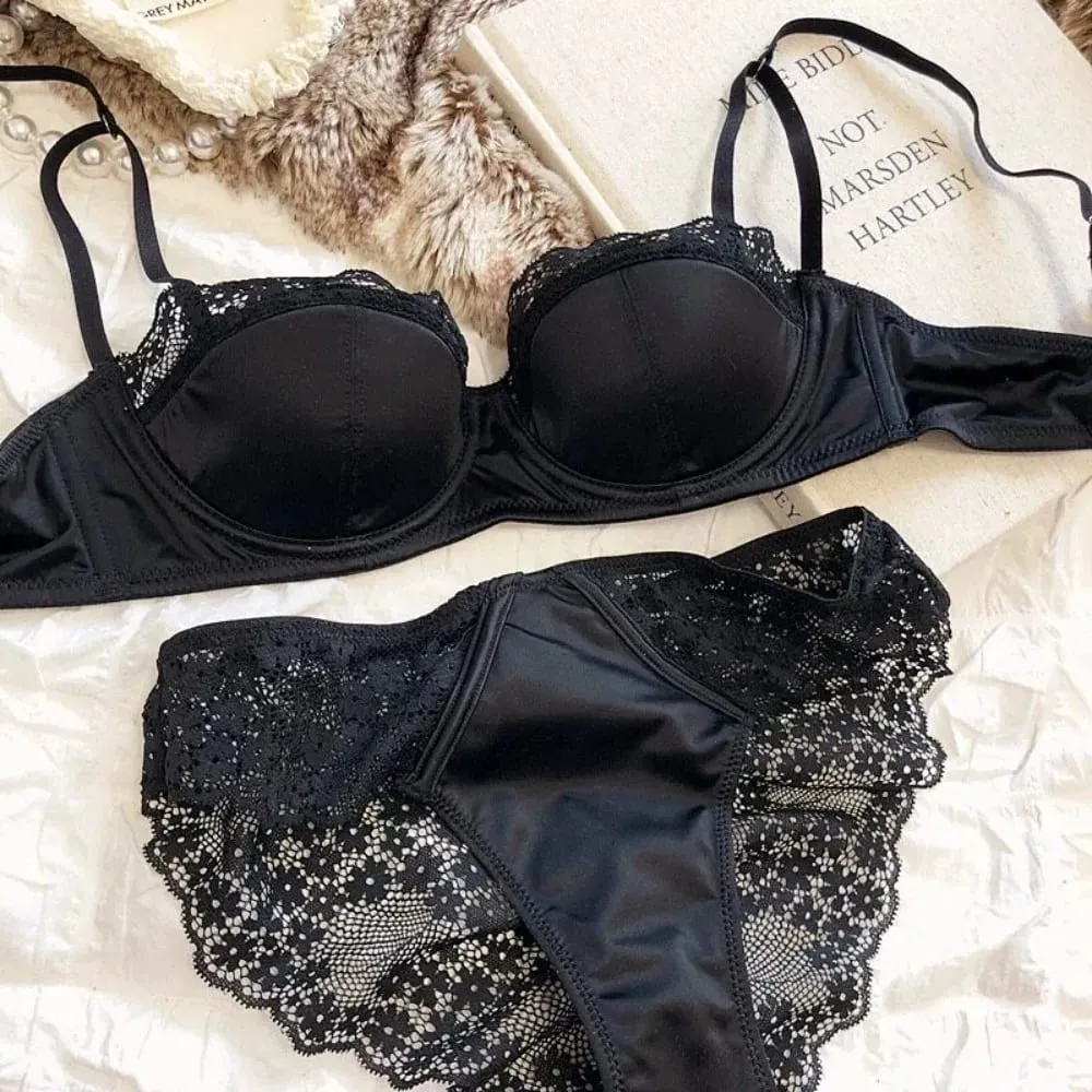 Ensemble de Lingerie française demi-tasse pour femmes, sous-vêtements doux, push-up, fines bretelles, sous-vêtements légers, soutien-gorge d'été, 32-38AB — image 6