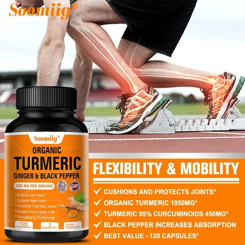 Turmeric Curcumin Capsules - with Black Pepper 95% Curcumin Complex - for Joint Digestive & Immune Support Supplement — image 5