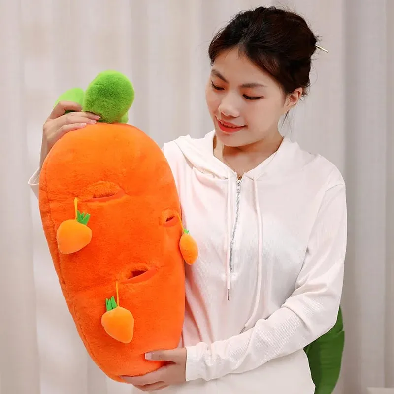 60cm Rabbit Fur Realistic Plant Carrot Pillow Interactive Pull Carrot Game Plush Waist Cushion Sofa Pillow Easter Day Decoration