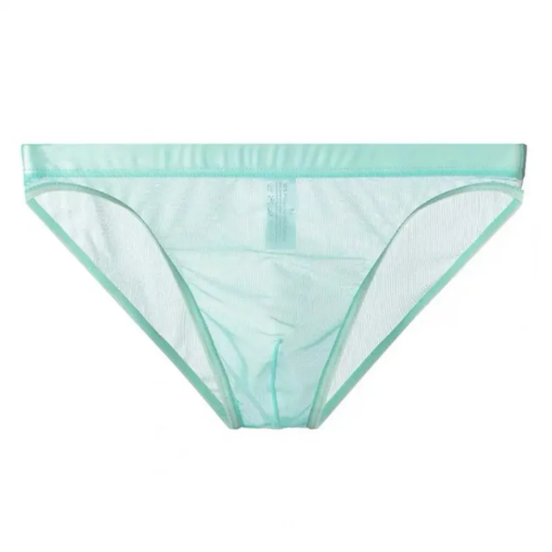Men Seamless Ice Silk Briefs Low-rise Ultra-Thin See-through Panties Solid Color Quick Drying Underwear