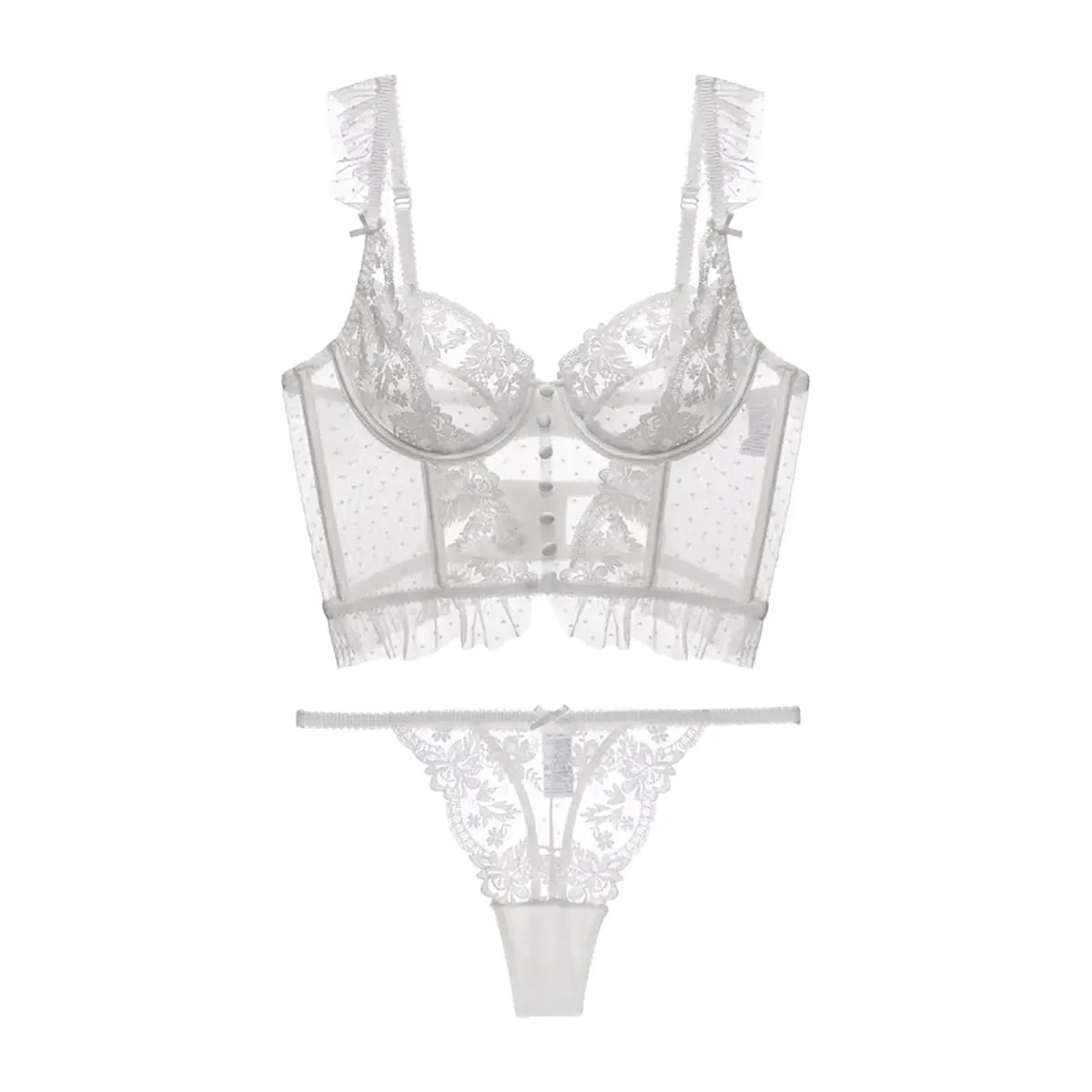 Ensemble de Lingerie 2 pièces pour femmes, body confortable, soutien-gorge Push up, soutien-gorge et culotte en dentelle florale, ensemble pour mariage, vêtements de nuit, vêtements de tous les jours
