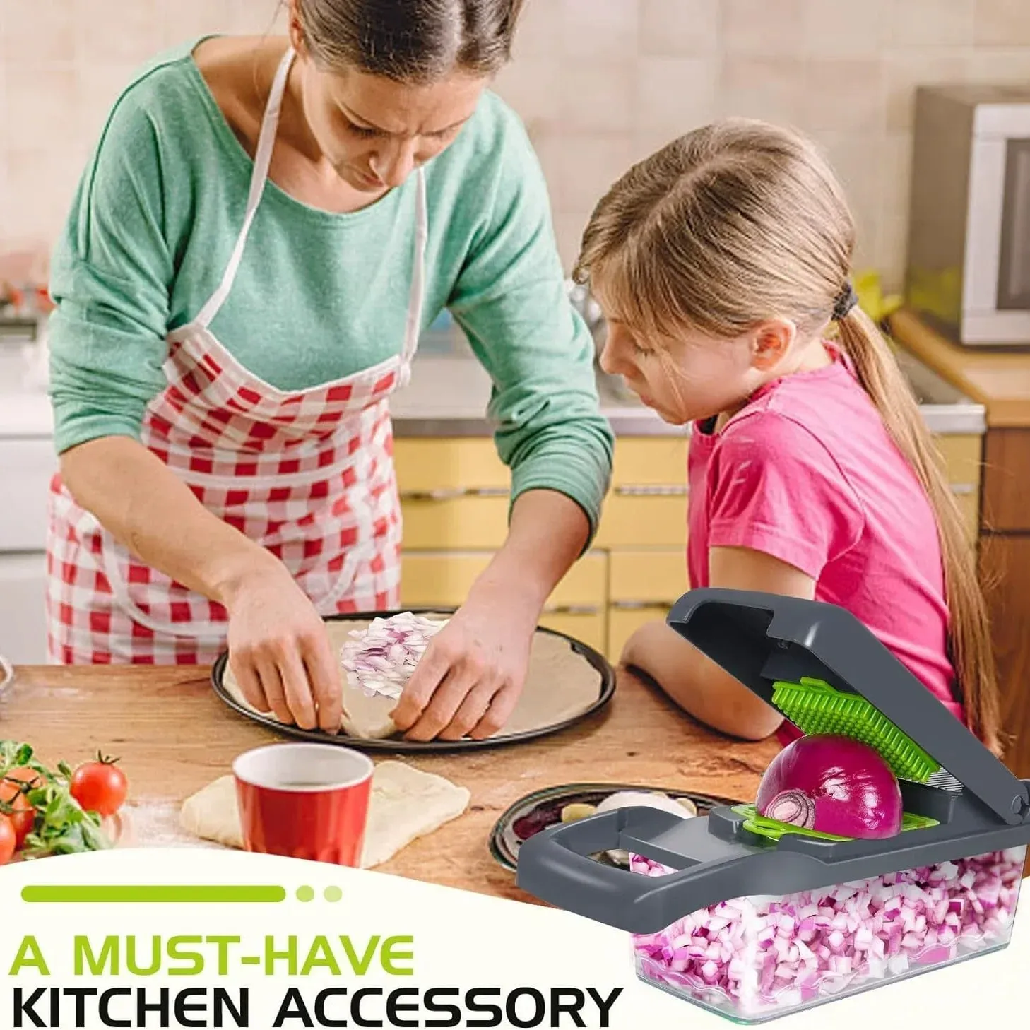 Vegetable Cutter Multifunctional Kitchen Tool 5-in-1 Food Chopper for Tomato Carrot Cheese Onion Handheld Slicer Dicer Grater