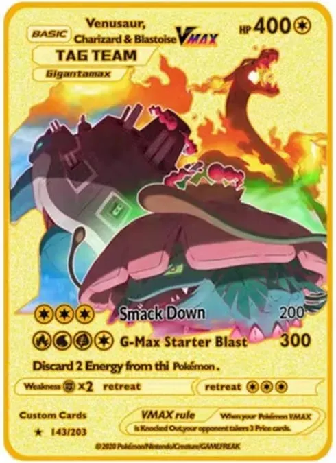 English Version Pokemon Metal Card Anime Figure Pikachu Charizard Mewtwo Battle Trading Game Collection Cards Model Toy Gifts