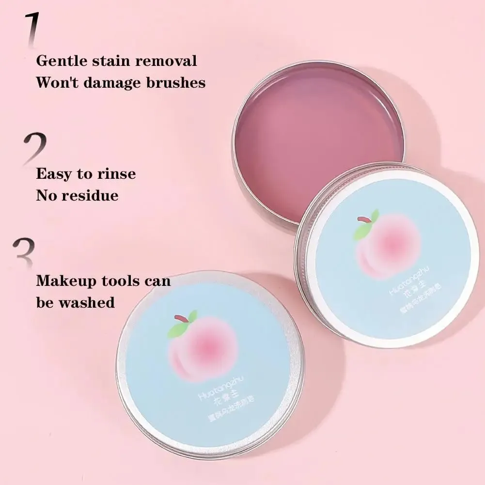 Portable Makeup Brush Cleaning Soap Peach Scented Solid Cleanser For Makeup Sponge & Brushes Travel Friendly Cosmetic Wash Tool
