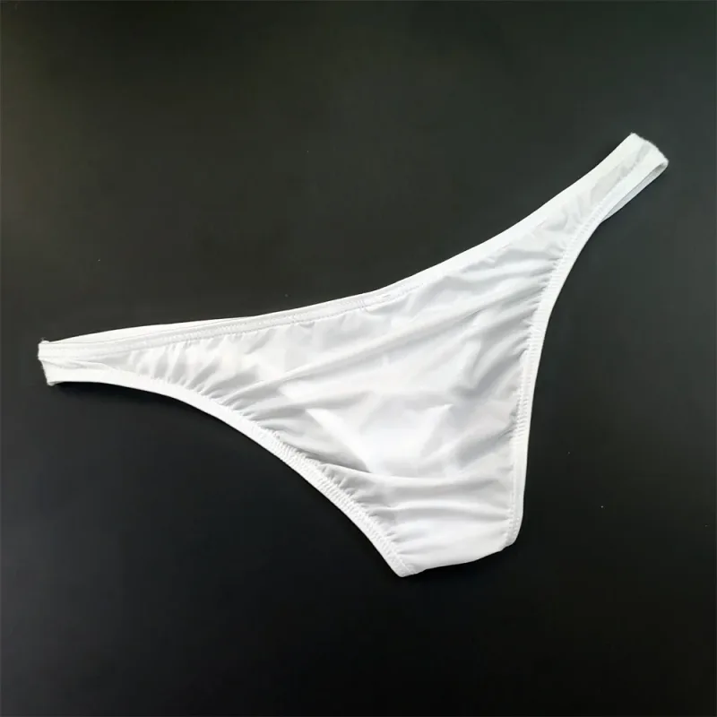 Slip en soie glacée pour hommes, 5 pièces, sous-vêtements avec poche en U, taille basse, sous-vêtements transparents Ultra fins, culottes Sexy grande taille pour hommes, nouvelle collection