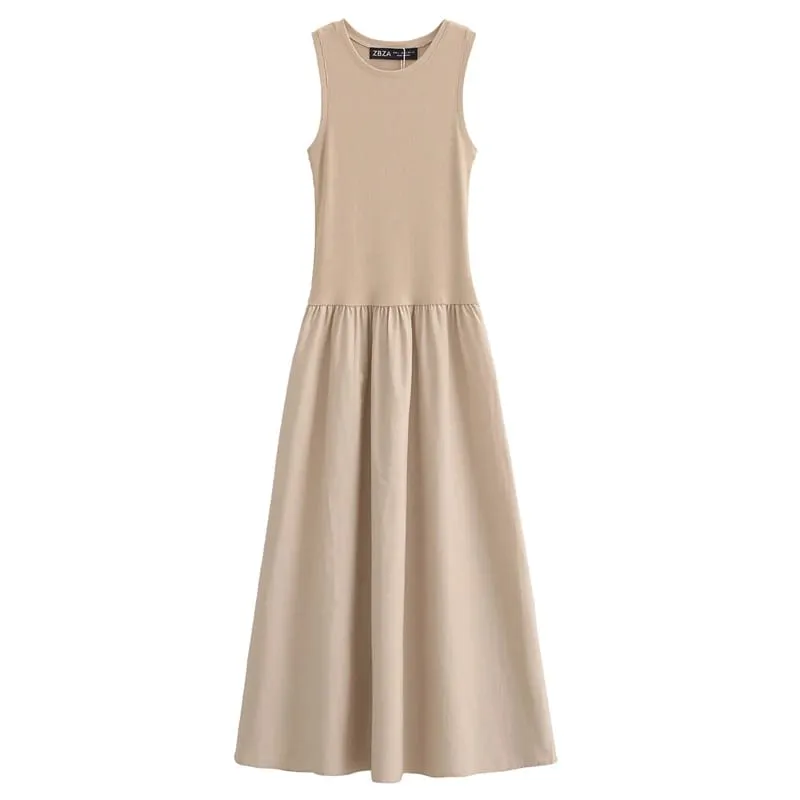 Knitted Dresses 2025 Woman Sleeveless Black Long Dress Women Bodycon Summer Solid Dresses One Pieces Midi Casual Dresses