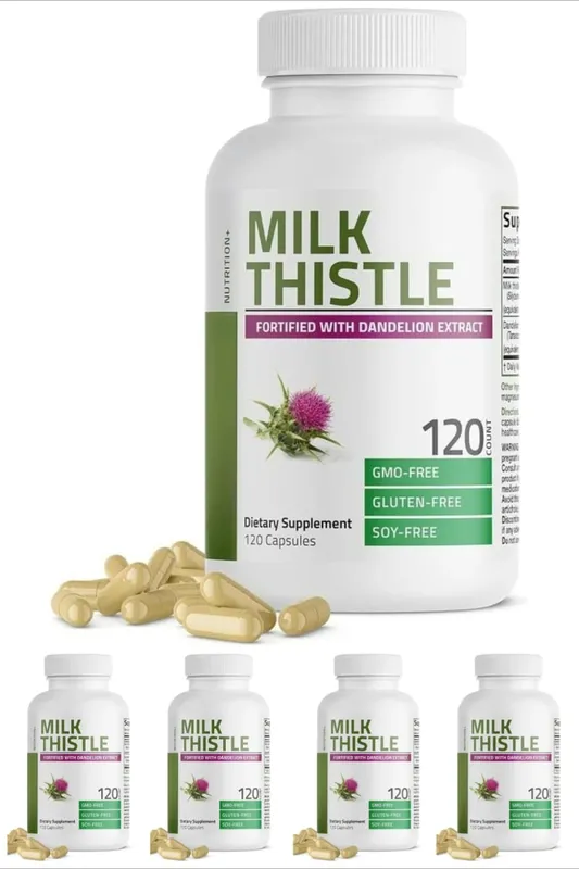 Milk Thistle Silymarin Marianum & Dandelion Extract Liver Health Support Antioxidant Support Detox 120Count Non-GMO Gluten Free