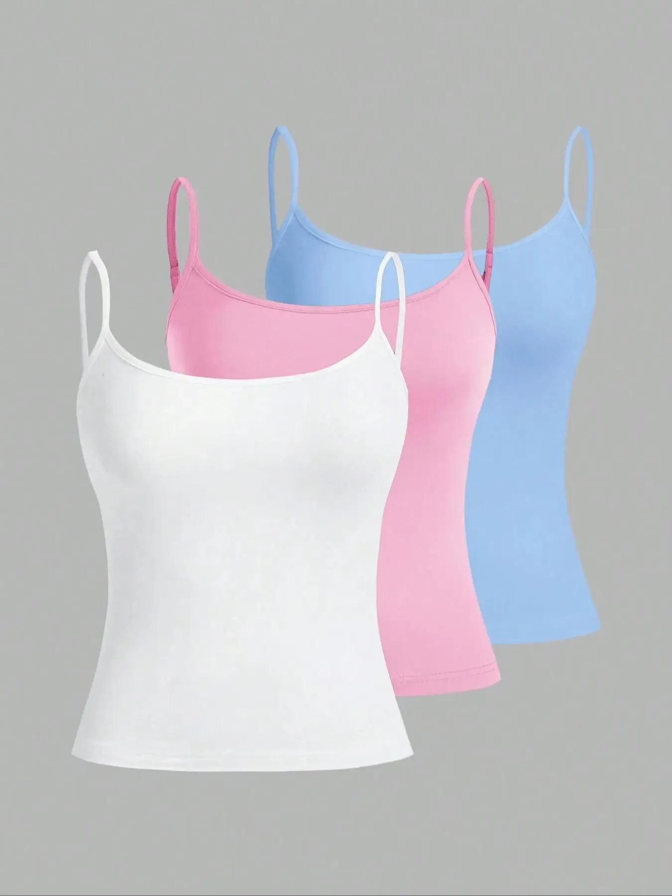 European and American Spring Summer and Autumn Solid Color Daily Casual Adjustable Suspender Vest Three-Piece Set