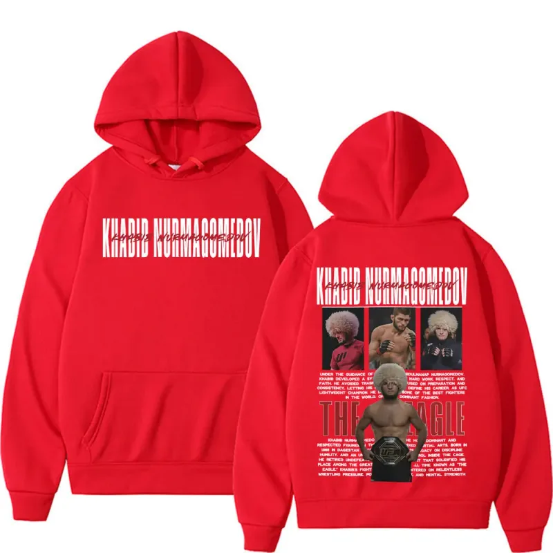 Khabib Nurmagomedov THE EAGLE Merch Sweatshirt Vêtements pour hommes Harajuku Classique Sweats à capuche surdimensionnés Polaire Sweat à capuche confortable de haute qualité