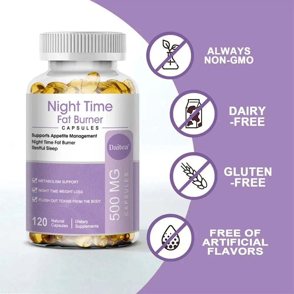 Nighttime Fat Burner Sleep Supplement and Appetite Suppressant for Men and Women - Metabolism Detoxification