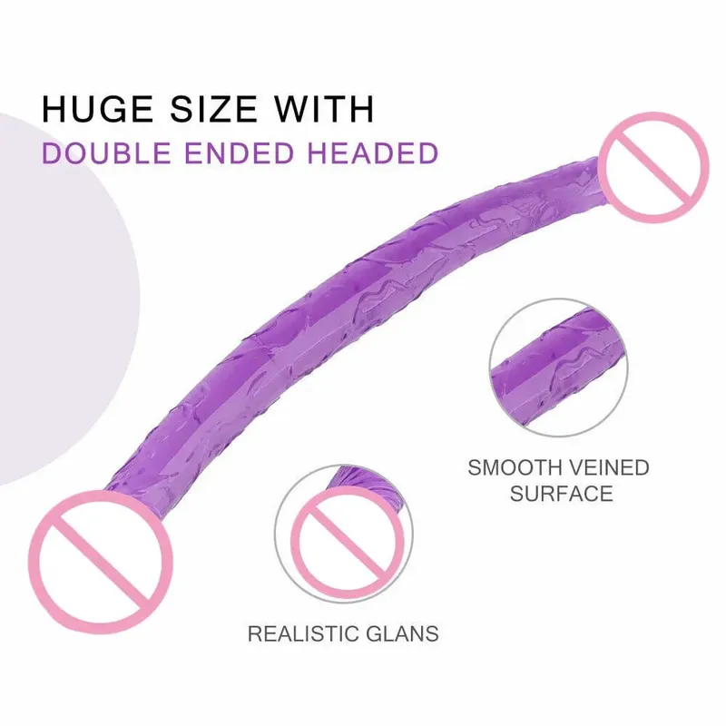 Zachte Jelly Dildo Dubbele Lange 46 cm Realistische Pik Lesbische Vaginale Anale Plug Flexibele Nep Penis voor Vrouwen Seksspeeltjes