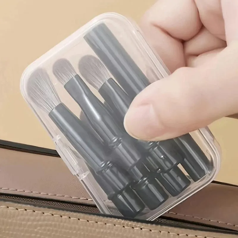 6-Piece Black Portable Makeup Brush Replacement Brush Head Set Nose Shadow Brush Travel Set — image 2