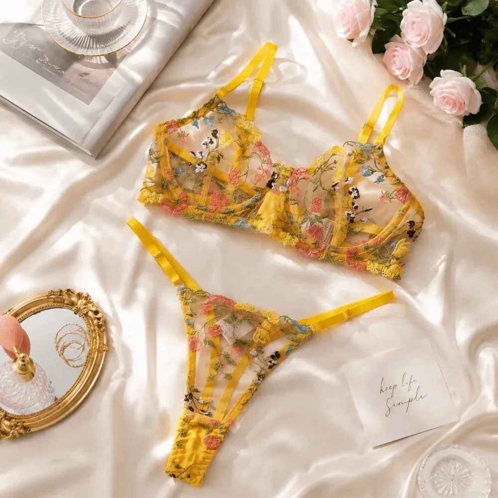 Bohemia Transparent Lingerie Set Ultra-thin Push Up Panties Bra Set Elegant Bra Suit Honeymoon — image 2