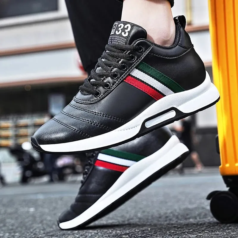 Men Leather Elevator Shoes Chunky Casual Sneakers Height Increase Insoles 6CM Heightening Shoes Tall Lift Sports Shoes — image 5