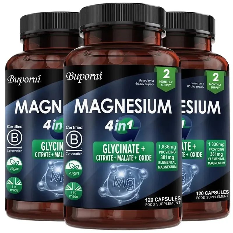 Magnesium 4-in-1 Complex - Supports The Nervous System Promotes Healthy Sleep and Muscle Relaxation and Relieves Stress