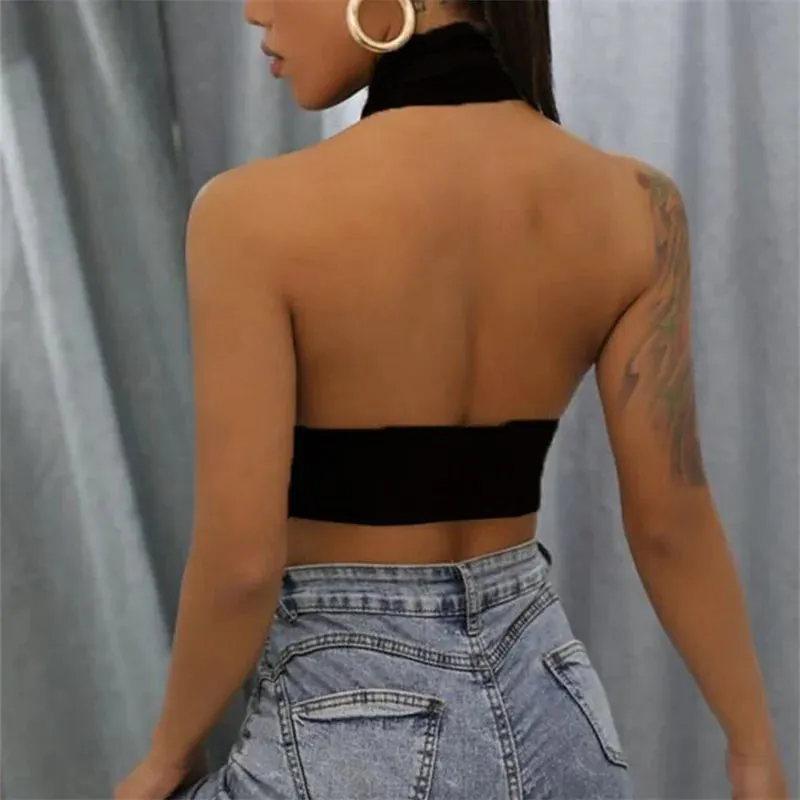 y2k Halter Top Women Summer Clothes Solid Color Sleeveless Backless Vest T Shirt 2000s Aesthetic Clothing Streetwear — image 8