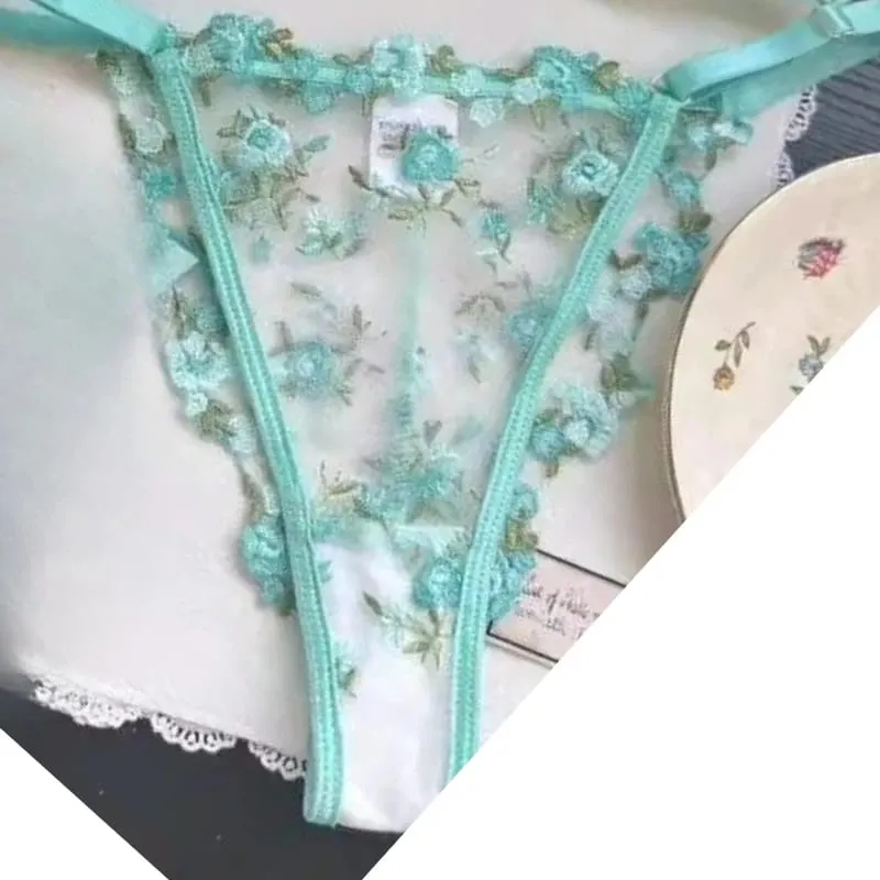 European Women Alluring Sheer Lace Embroidery Underwire Bra Big Bust Support Minimize Anti‑Sagging Soft Lingerie S‑XL Bra Set