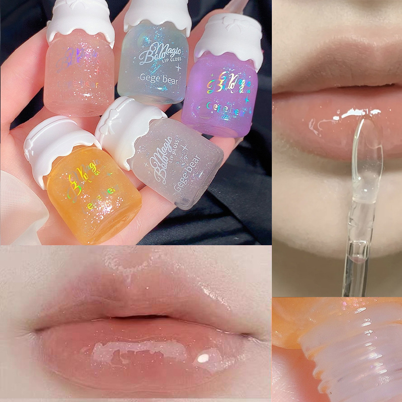 Gege bear Bow Knot Milk Canister Lip Honey Moisturizes and Moisturizes the Mirror Face with Water Gloss and Fine Shining Lips — image 4