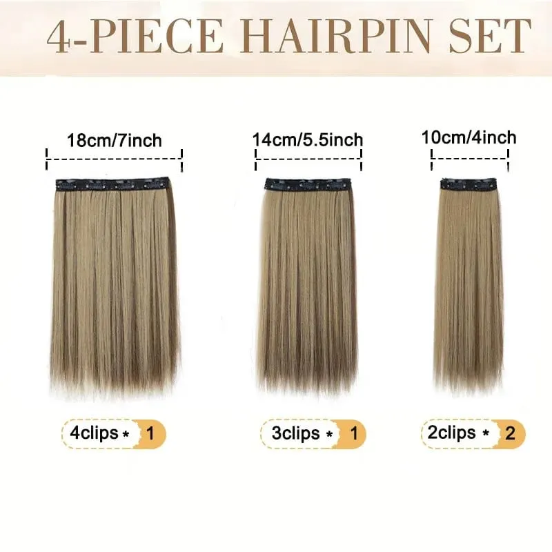 35CM syntetyczne 4 sztuk/zestaw doczepiane włosy klipsy krótka prosta fryzura blond czarne treski żaroodporne sztuczne włosy