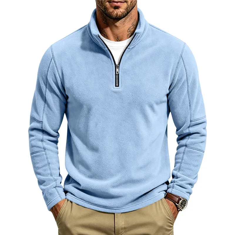 Men's Quarter Zip Polar Fleece Pullover Stand Collar Long Sleeve Casual Warm Sweatshirt For Autumn Winter Daily Commute Wear
