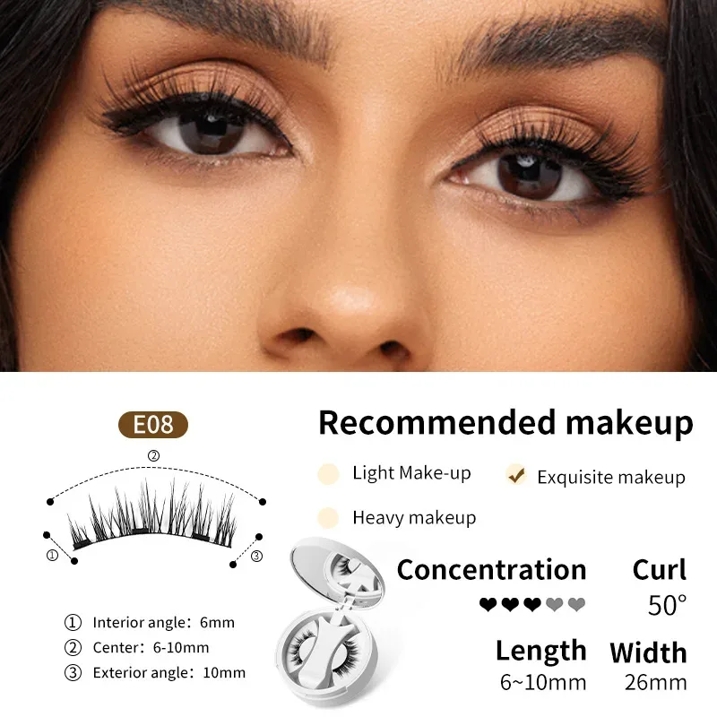 Brown Lashes 3Magnetic eyelashes integrated storage box 3D false eyelash with applicater natural thick glue-free eye lashes drop — image 14