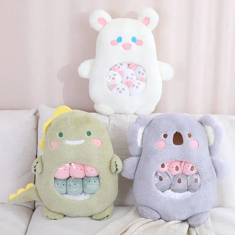 6Pcs Small Toys Inside Cute Panda Koala Rabbit Dinosaur Cartoon Animals Plush Pillow Soft Stuffed Sofa Cushion Homdecor Pillow — image 2