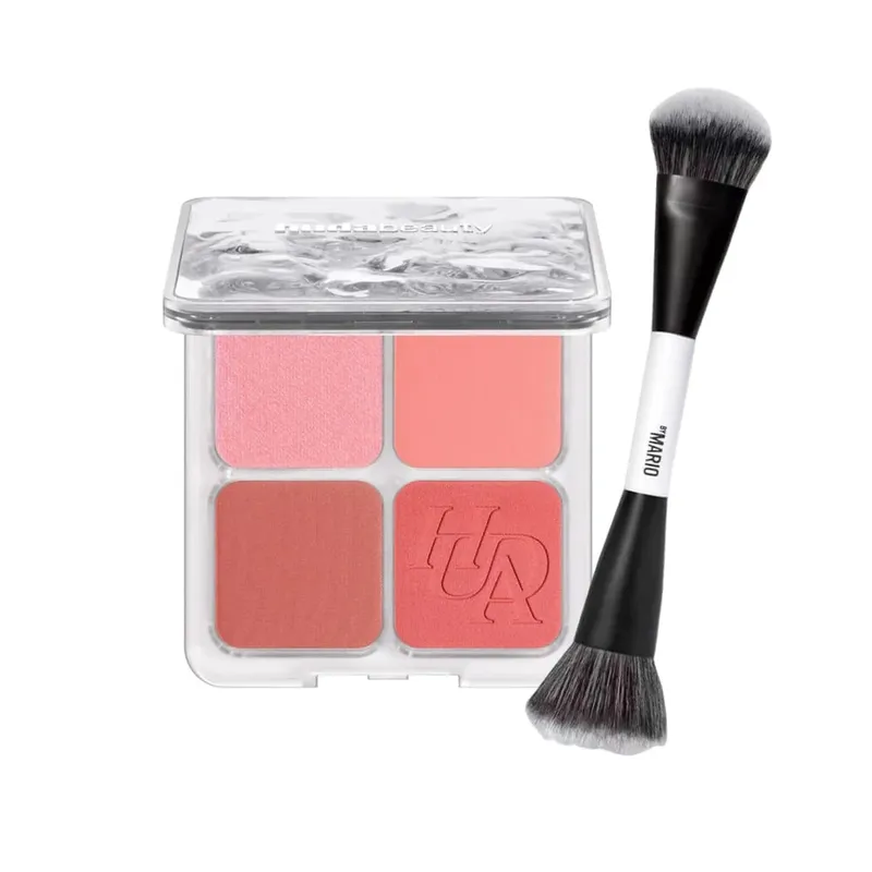 4-in-1 Glow Blush and Brush Set Filter Flush Eye Check Blush Palette Matte Shimmer Face Makeup Long Lasting Women Daily Cosmetic