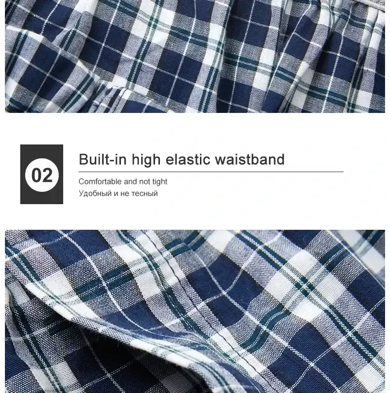 Mens Cotton Underwear Casual Boxers Plaid Elastic Waistband Boxer Shorts Button Men Boxer Underwear Comfortable Underwear S-XL