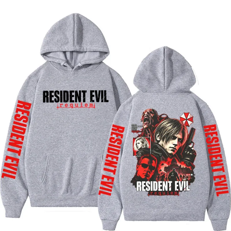 Leon Kennedy 生化危機安魂曲商品運動衫男士女士休閒高品質抓絨連帽衫原宿經典哥德連帽衫 — image 5