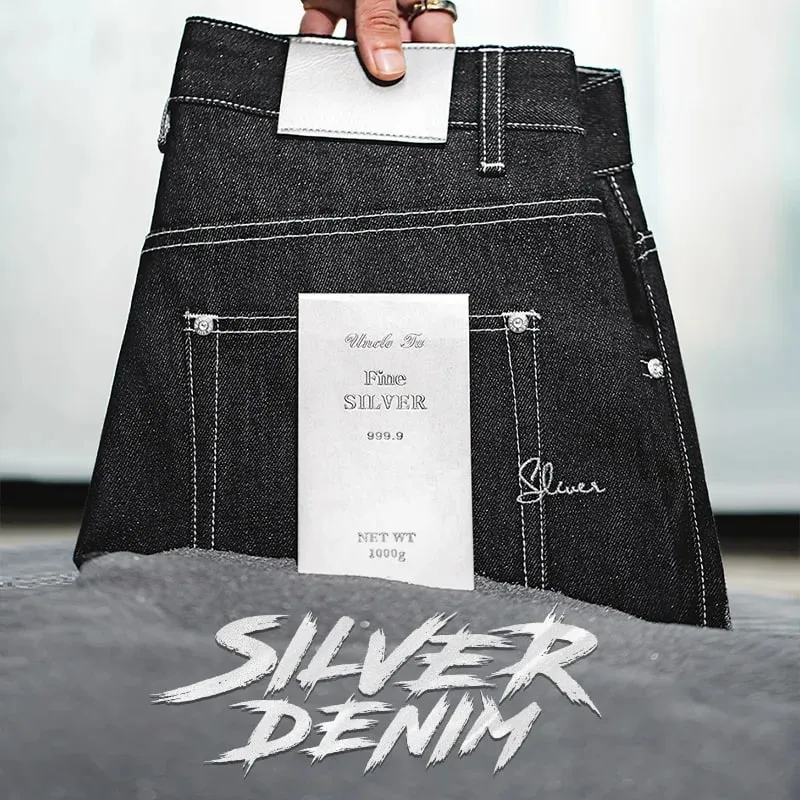 Maden Vintage 13OZ Sliver Denim Jeans for Men Selvedge Raw Denim Autumn Mid-waisted Straight Pants Male Versatile Trousers