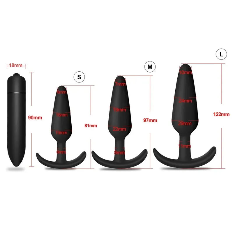 4pcs Beginner Silicone Butt Plug Anal Plug for Men Prostate Massager for Gay Mini Anal Bullet Vibrator Sex Toy for Men Women