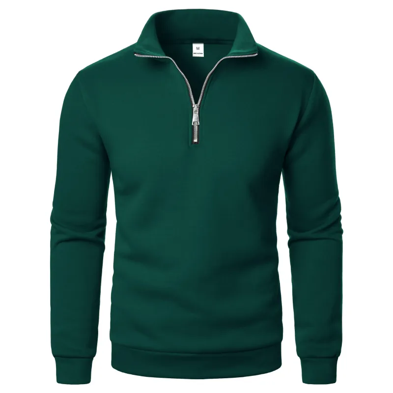 Sweat à capuche à col montant pour homme, décontracté, demi-fermeture éclair, tendance, simple et ample, surdimensionné, en polaire, nouvelle collection printemps et automne
