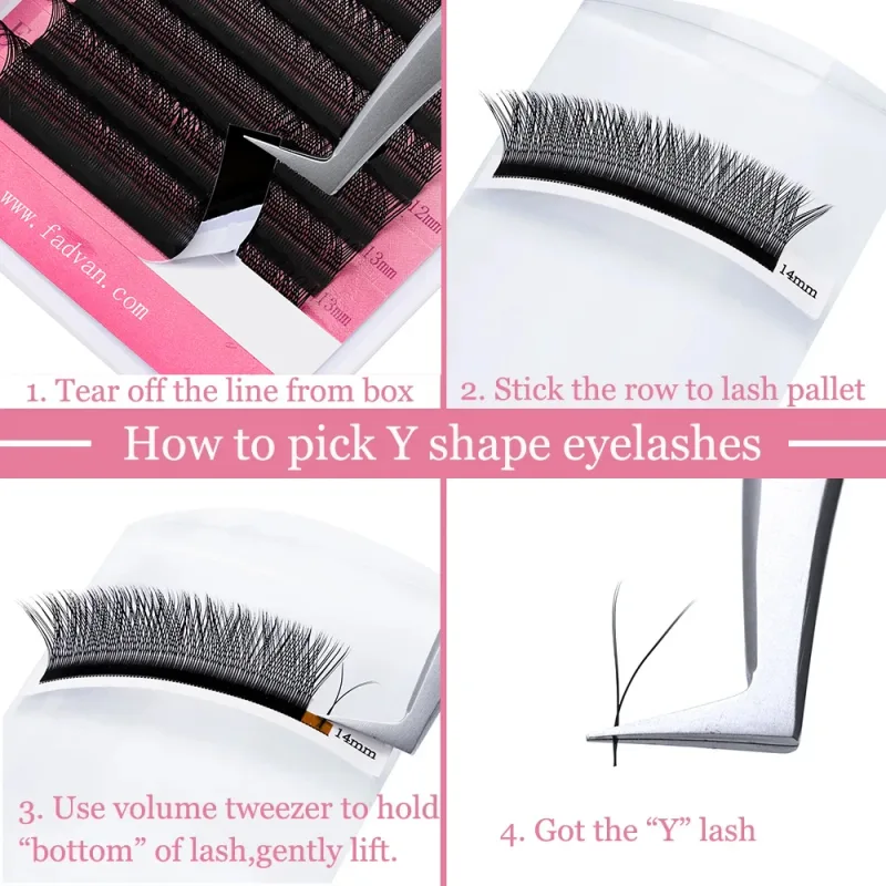 Fadvan Y-Form falsche Wimpernverlängerung YY Braun/Schwarz C/D/L/LU/L+ Curl Fox Eye — image 3