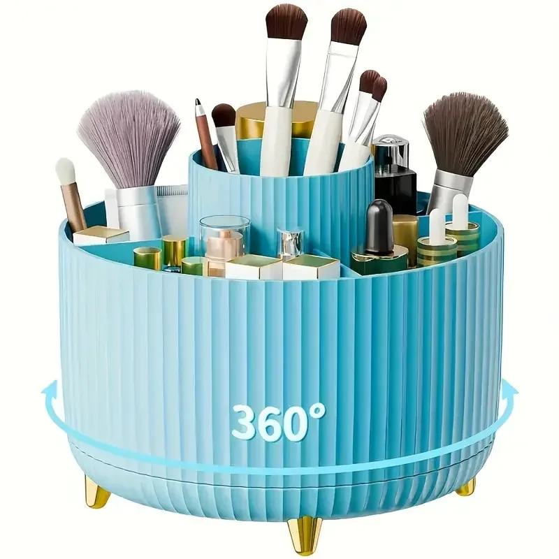 Makeup Brush Holder Organizer 5 Slot 360° Rotating Makeup Brushes Desktop Storage Organizers for Vanity Desktop Bathroom Office — image 11