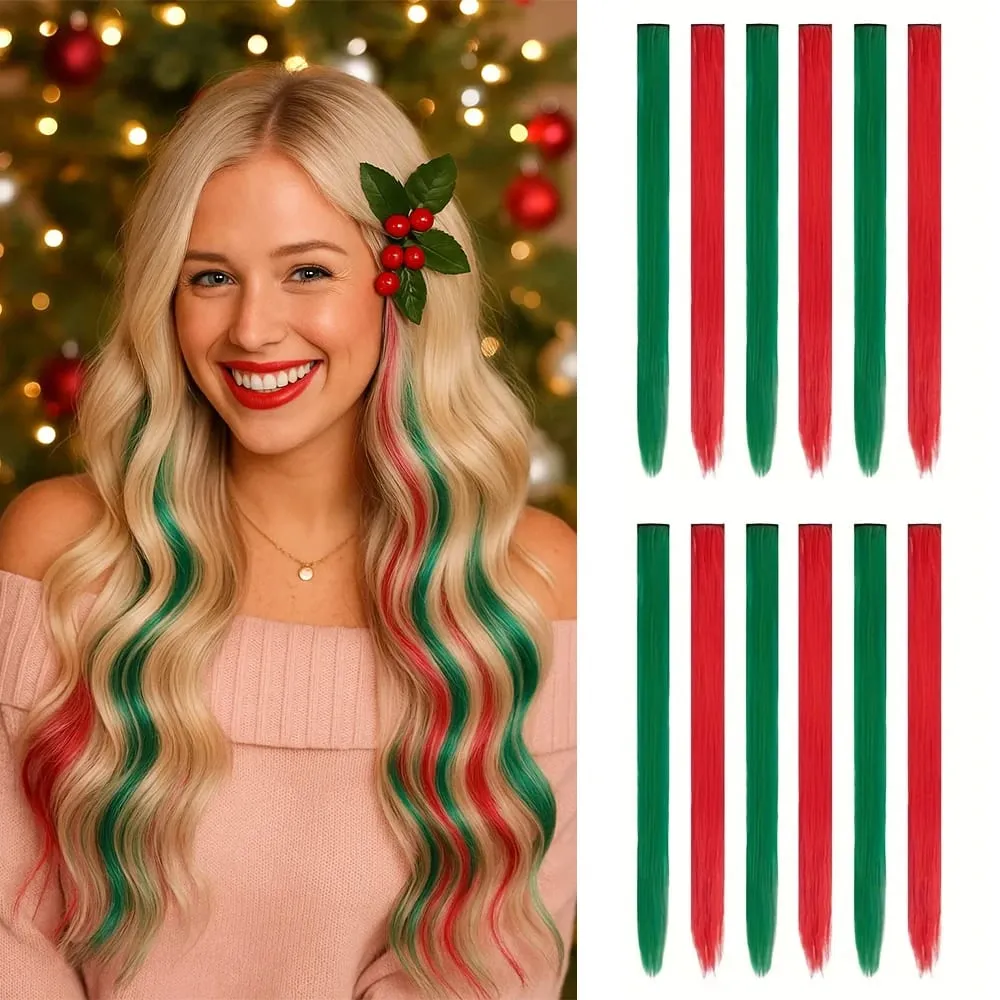 12Pcs Clip In Hair Extensions 22 Inch Synthetic Color Extensions Women's Exclusive Long Straight Style Multiple Colors Available — image 2