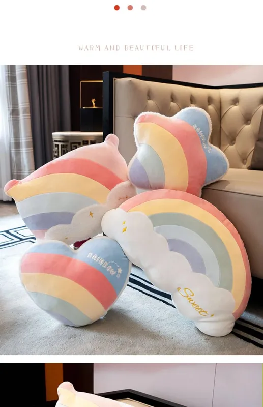 INS HOT Candy Color Cloud Star Plush Pillow Colorful Rainbow Crown Pillow Cushion Sofa Home Decoration Throw Pillow Toy — image 9