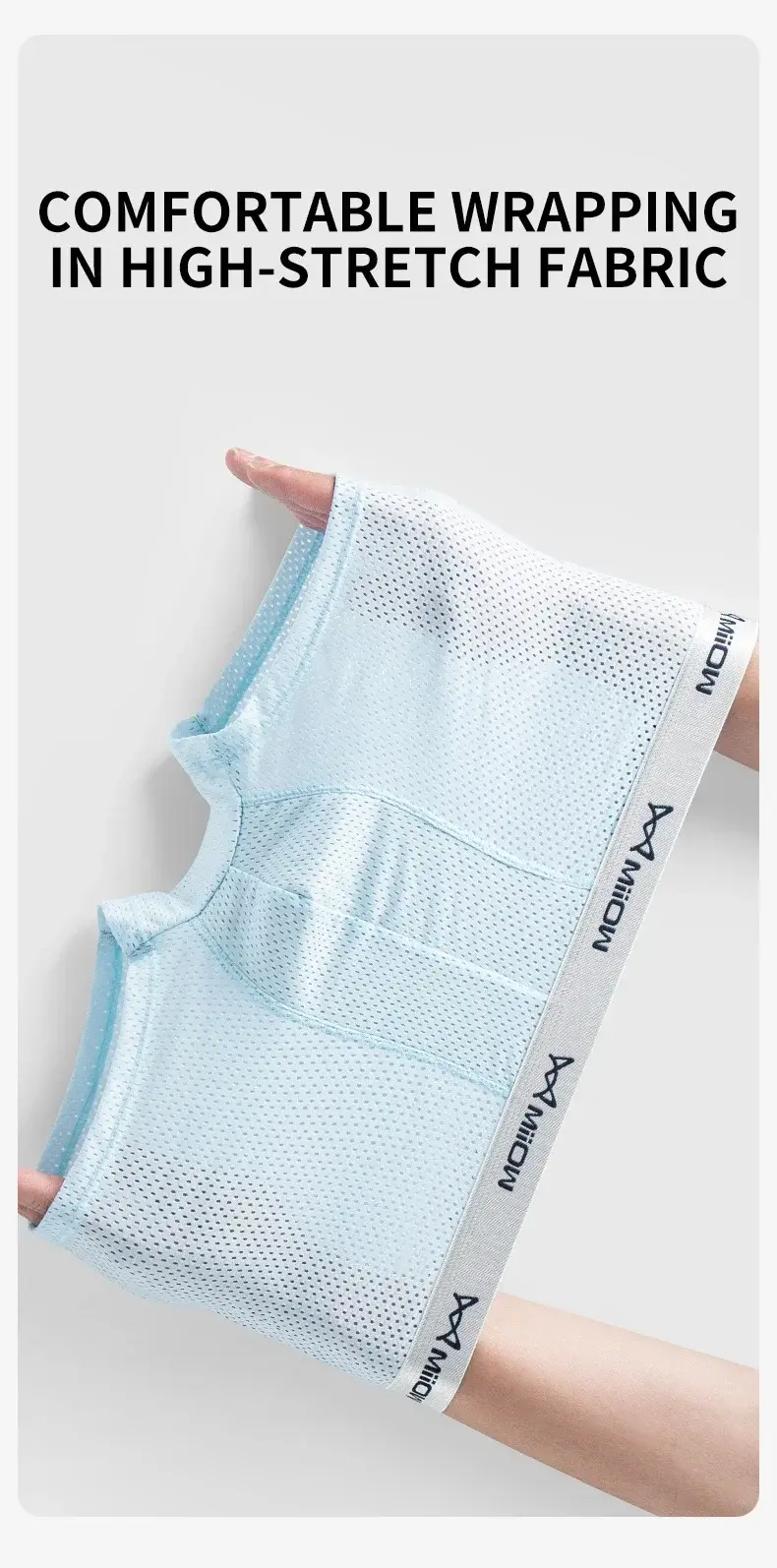 MiiOW 4Pcs Ice Silk Men's Boxershorts Breathable Mesh Mens Underpants Boxers 7A Antibacterial Crotch Man Underwear Mens Panties