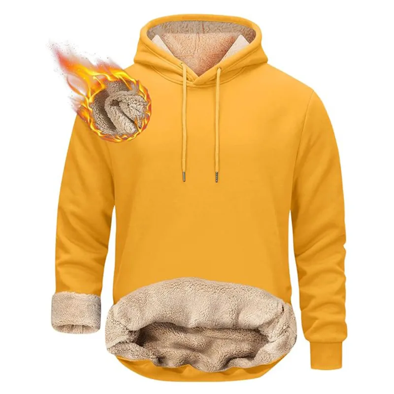 Winter männer Warme Hoodies Sport Dicke Sweatshirts Winddicht Thermische Casual Einfarbig Lose Langarm Pullover Streetwear