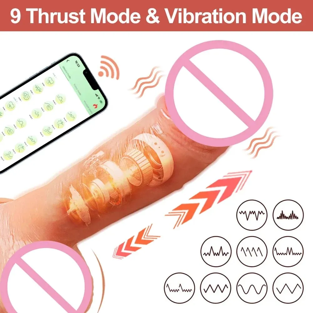 APP Control Thrusting Realistic Dildo for Women G-spot Heating Vibrator with Suction Cup Fake Penis Female Sex Toy Masturbation