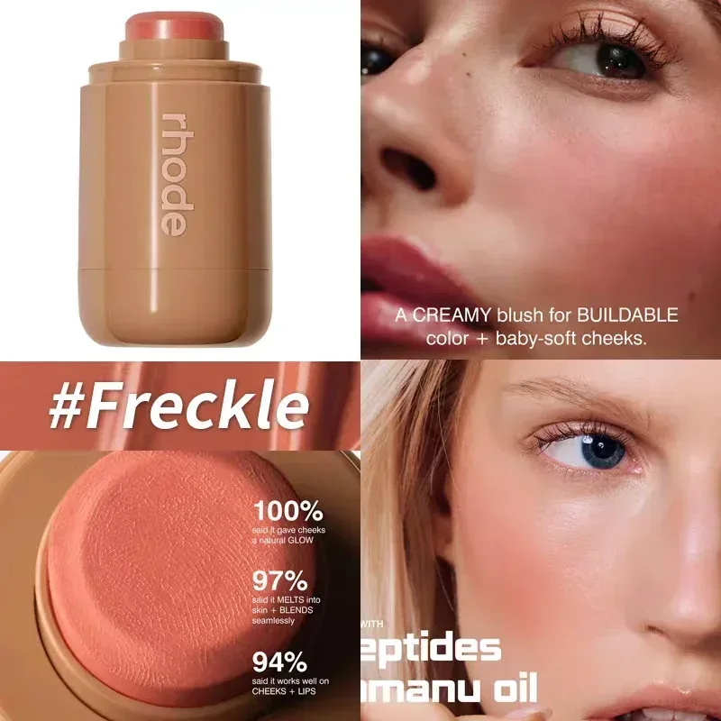 INS Pocket Powder Blusher Stick Lip Cheek Hydrating Stick Natural Rouge Powder Blusher Cream Lipstick Cheek Teacup Candy Color