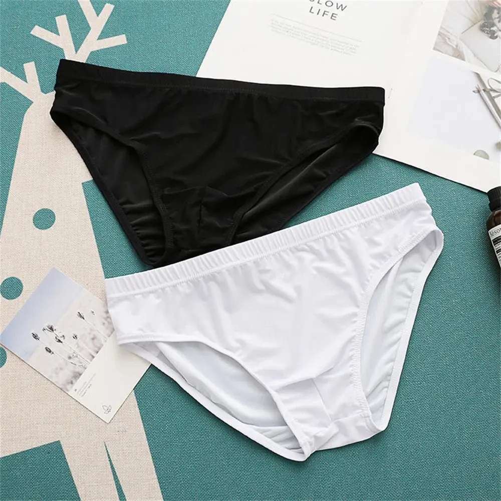 Man Ice Silk Bulge Pouch Underwear Breathable Seamless Briefs Summer Thin Boys Sports Low Waist Sexy Summer Panties