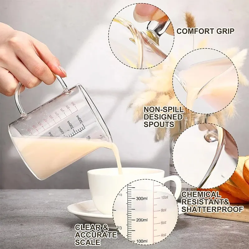 Mataas na Borosilicate Glass Measuring Cups Clear Glass Scale Cup With Handle V Shaped Spout Kitchen Glass Measuring Beaker