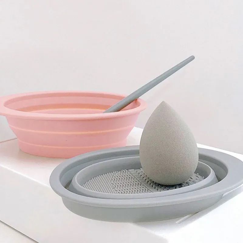Silicone Makeup Brush Cleaner Bowl Foldable Clean Mat Cosmetic Foundation Eyeshadow Powder Brushes Cleaner Tools Makeup Supplies