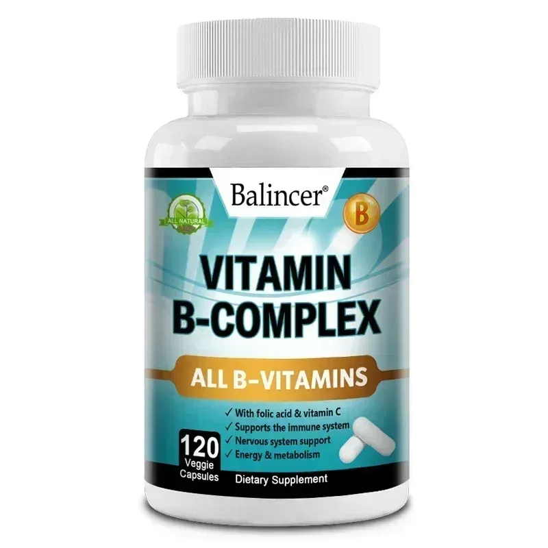 Vitamin B Complex Supplement Containing Folic Acid and Vitamin C Supports Energy Immune Health Antioxidant Supplement