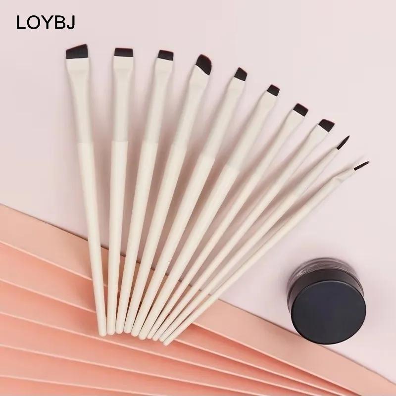 Upgrade Blade Eyeliner Brush Set Ultra Thin Fine Angle Flat Eyebrow Brush Under The Eye Place Precise Detail Brushes Ivory — image 1