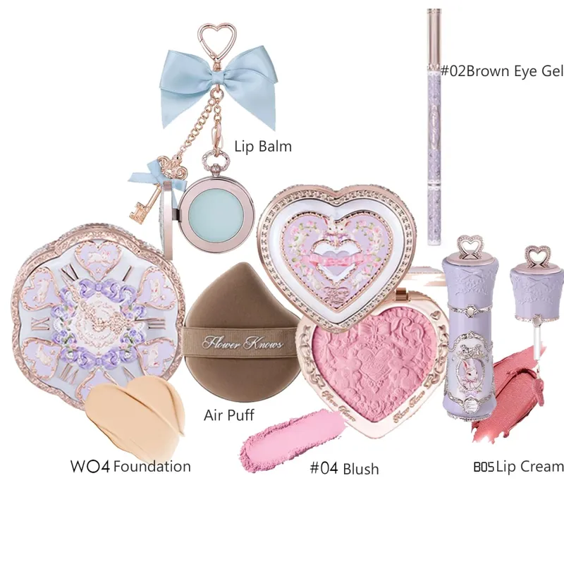 Flower knows bunny Collection Makeup Set Eyeshadow Palette Blush Lip Gloss Makeup Bag Matte Glow Shimmer Eye Shadow Kit — image 10